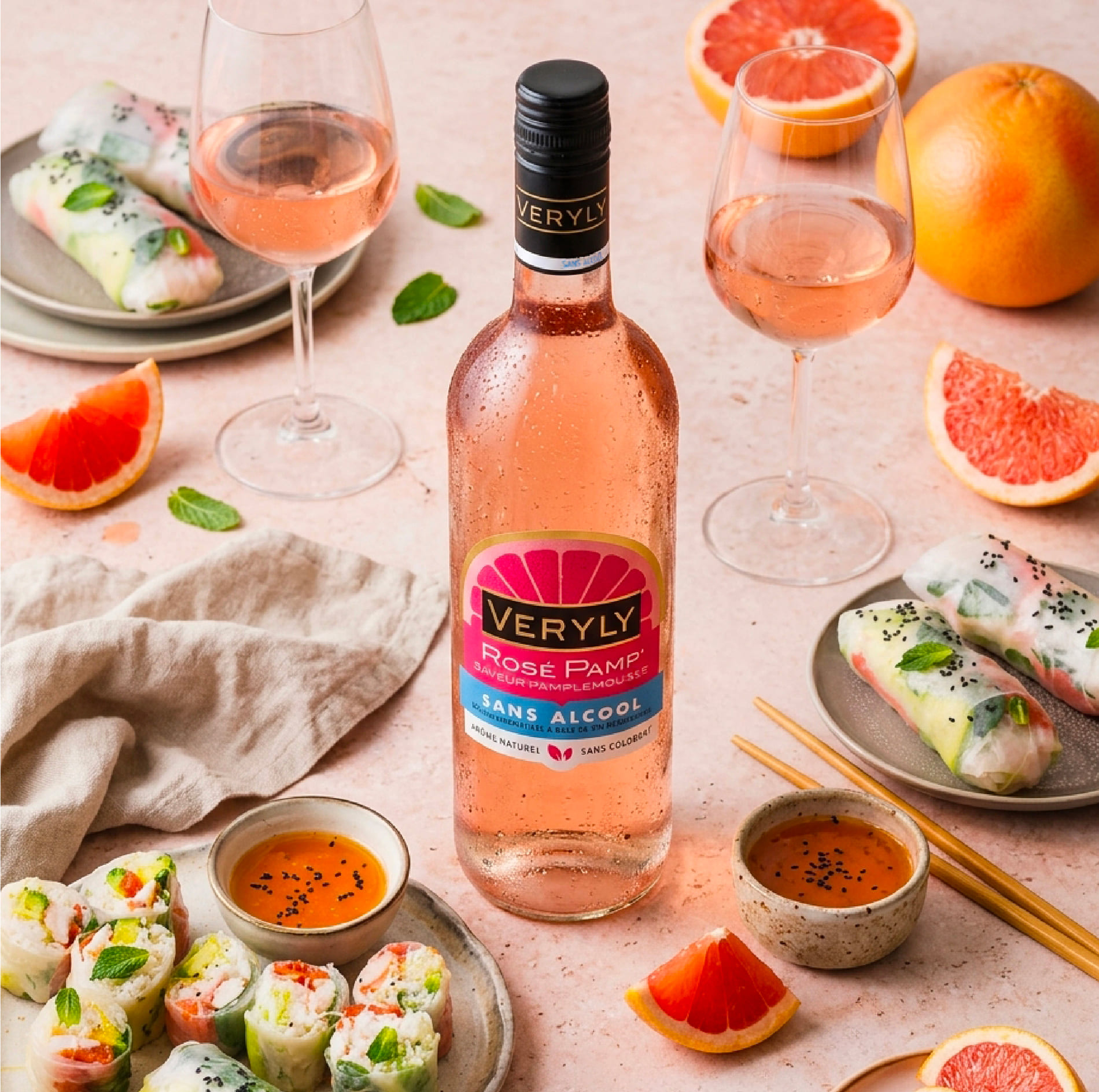 Apéritif asiatique avec le Veryly Pamp’ saveur pamplemousse